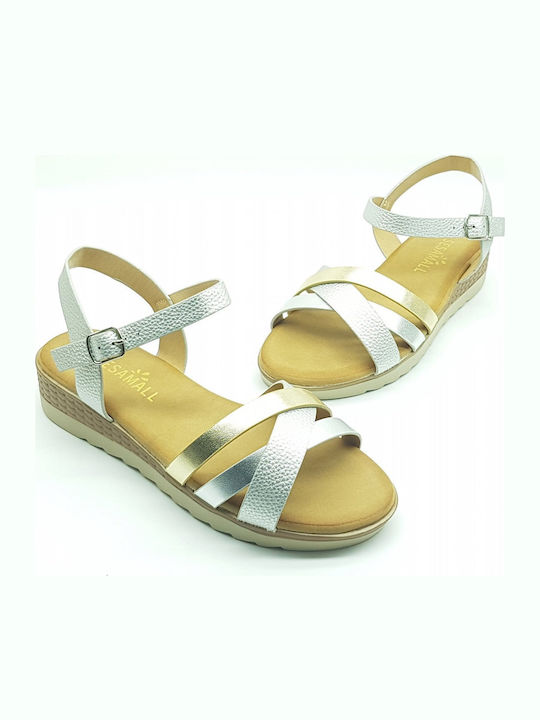 Flache Sandalen für Damen Anatomisch in Silber Farbe