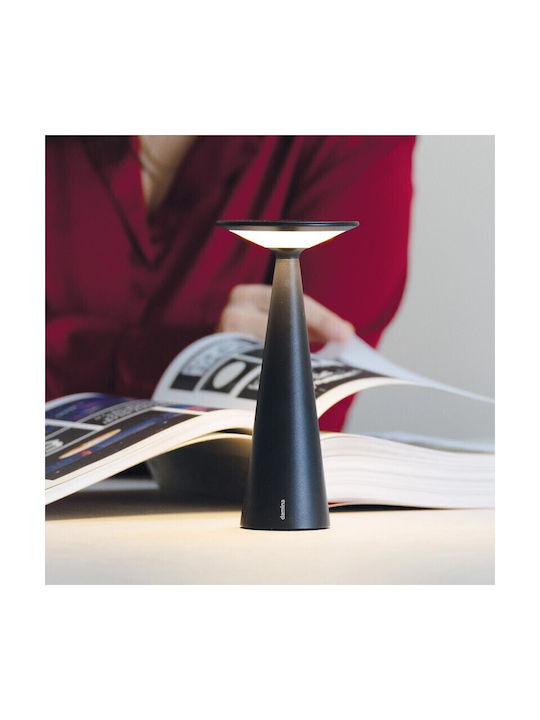 Zafferano Metal Table Lamp LED with White Shade and Base