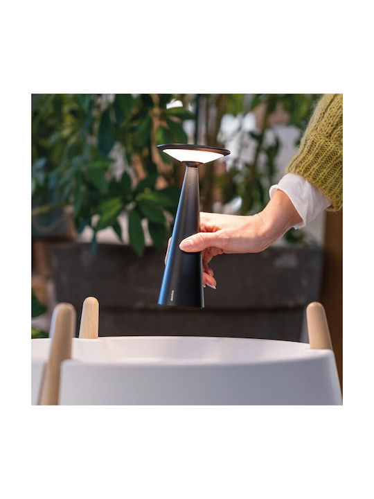 Zafferano Metal Table Lamp LED with White Shade and Base
