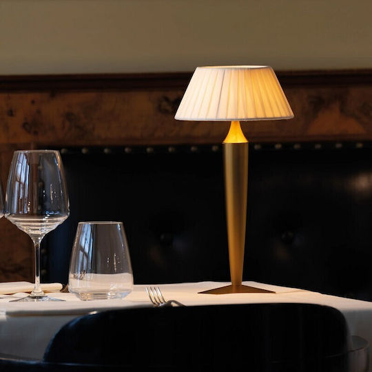 Zafferano Fabric Table Lamp LED with Gold Shade and Base