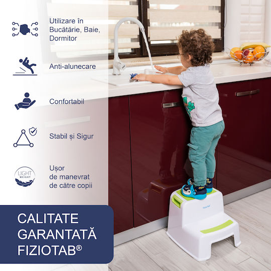 Scaun Două Trepte Pentru Copii Fiziotab Scaunel Pentru Copii Utilizare În Baie Toaletă Chiuvetă Bucătărie Scaun Tip Scară Suprafață Antiderapantă Confort Siguranță Multiplu