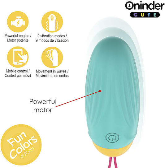Oninder Cute Mini Δονητής Egg με Απομακρυσμένο Έλεγχο 8.5cm Τιρκουάζ