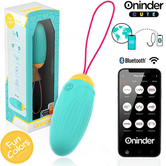 Oninder Cute Mini Δονητής Egg με Απομακρυσμένο Έλεγχο 8.5cm Τιρκουάζ