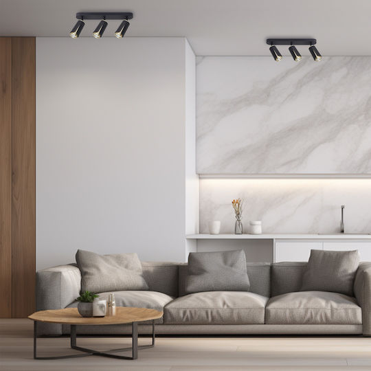 Eko Light Τριπλό Σποτ με Ντουί GU10 σε Μαύρο Χρώμα