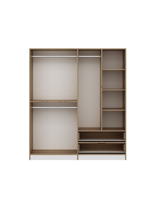 Six Door Wardrobe Elina Oak-white 185x52x208cm
