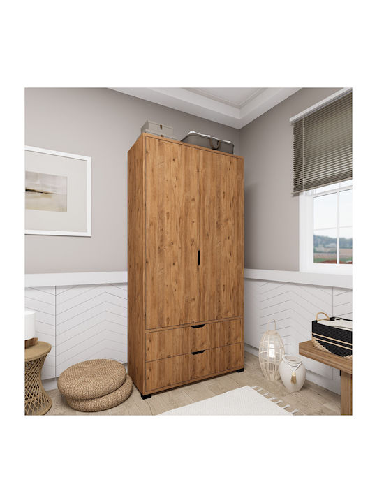 Atlas Δίφυλλη Ντουλάπα Pine 90x45x183cm