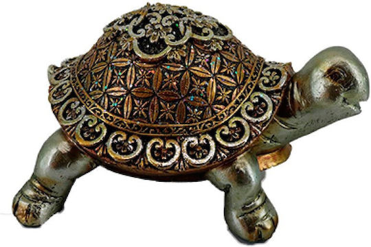 Καρβούνης Διακοσμητική Χελώνα από Πλαστικό Χρυσό/ Λαδί 16x11.5x7.5cm