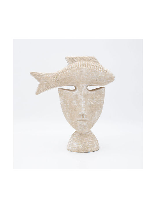 Figurină Decorativă Sculptură Beton Bej 24,5x8x27,5cm Pachet 2 Bucăți