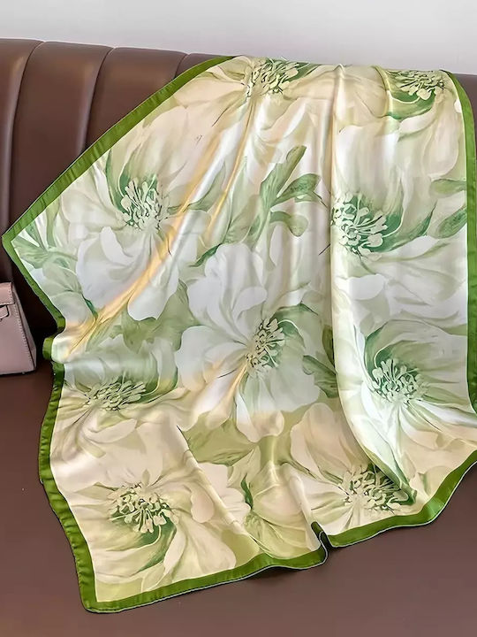 By Queen Γυναικείο Μαντήλι Σχέδιο Ντάλιες Green By Queen Γυναικείο Μαντήλι Σχέδιο Ντάλιες Green
