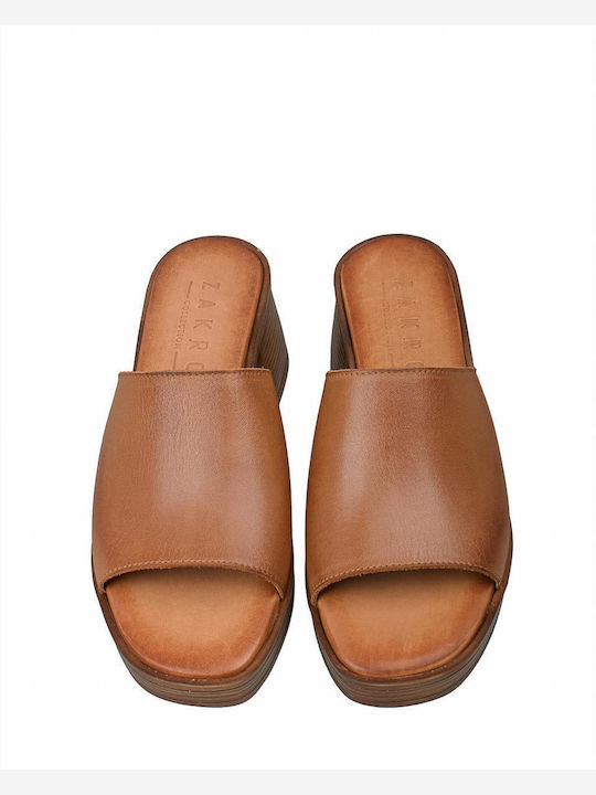Mules with Heel in Tabac Brown Color