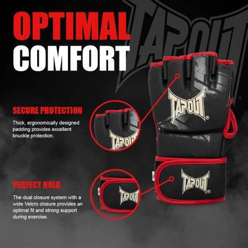 Tap Out Crafton960004 Ръкавици За Тренировка Mma Синтетична Кожа 1 Чифт Черни С Червен Печат