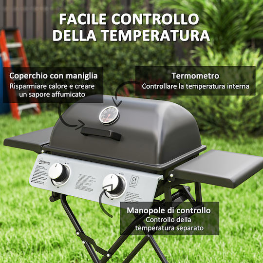 Outsunny Tragbar Gasgrill Rost mit 2 cm 2.8kW