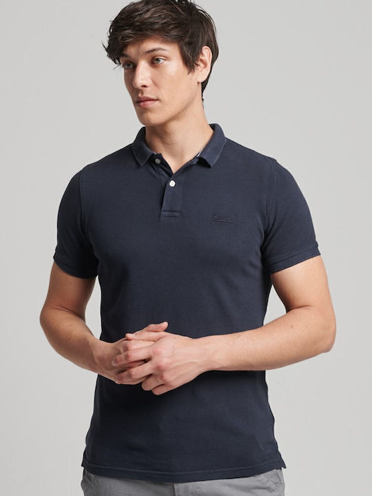 Destroy Polo Short Sleeve T-shirt Navy Blue