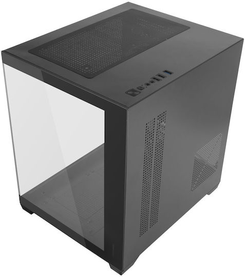 Mars Gaming MCVIEW2 Gaming Mini-Turm Computergehäuse mit Seitenfenster Schwarz
