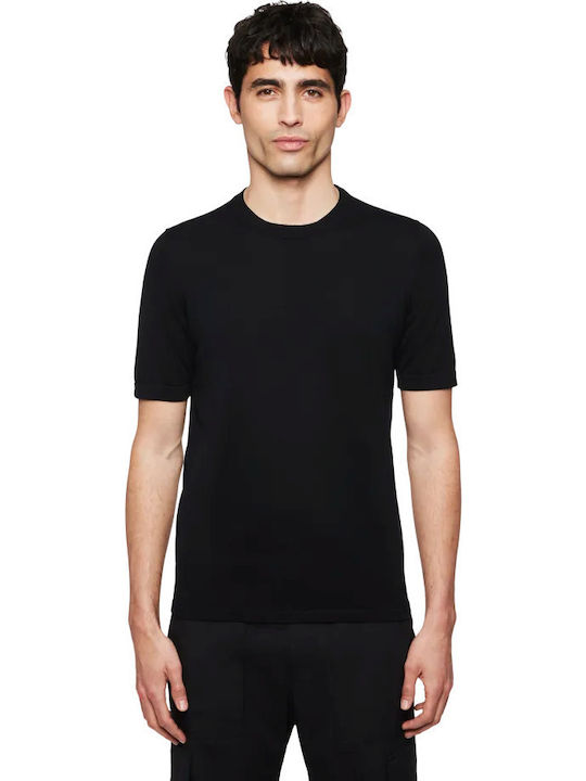 Short Sleeve Polo Sweater Black