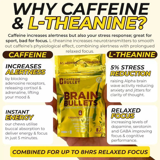 Performance Bullet Brain Bullet Ergänzung für Speicher & Konzentration 40 Kautabletten Caramental Frappe