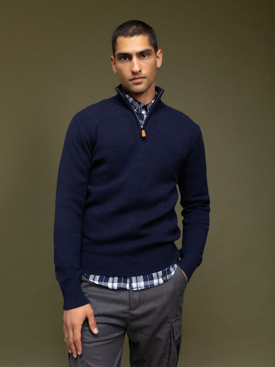 Herrenblusen Langarm Pullover Navy