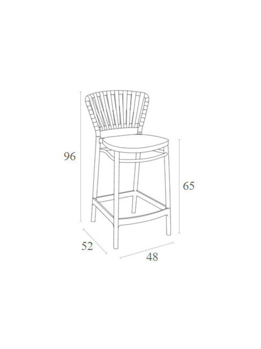Bar Garden Stool Made of Polypropylene Marsala 48x52x96cm