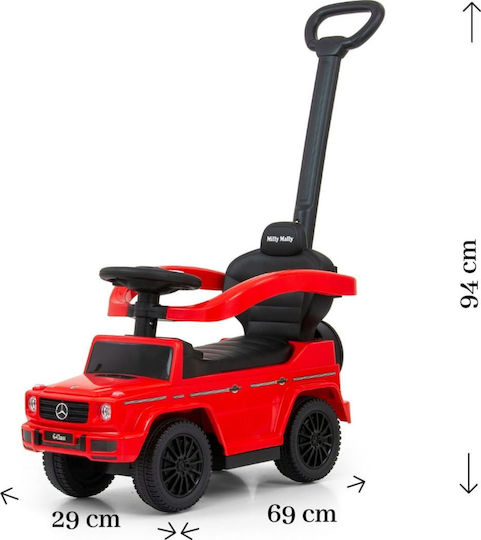Milly Mally Mercedes G350D Baby Push Walker with Parental Handle Red