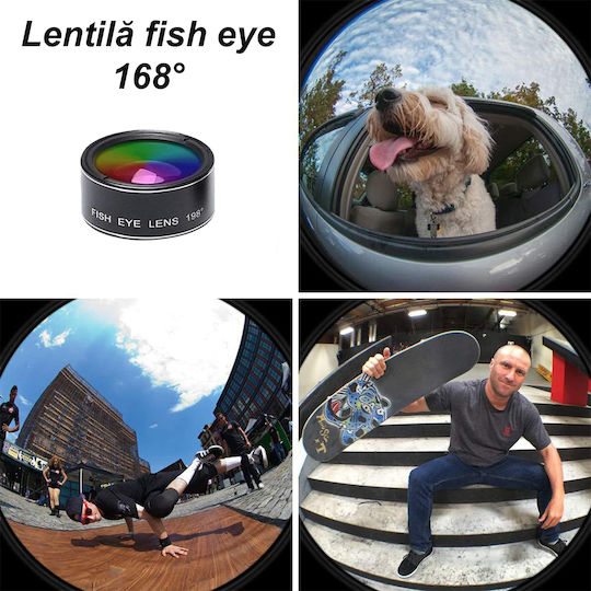 Kit 10 Obiective Cameră Set Lentile Telefon Tabletă Fish Eye Unghi Larg 0.63x Macro 15x Teleconvertoare Kaleidoscopic Flow Filtru CPL Stea Radială Clește Universal Husă Neagră