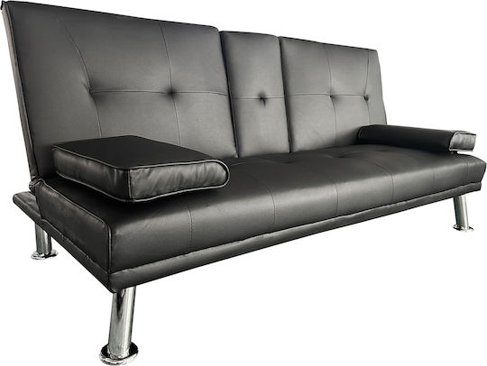 Alfred Three-Seater Couch Bed 164x76.5x79cm. Black Velvet-Black Metal Alfred Three-Seater Couch Bed 164x76.5x79cm. Black Velvet-Black Metal