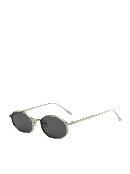 Massa Unisex Sonnenbrille mit Silber Metall Gestell und Schwarz Spiegel Linse