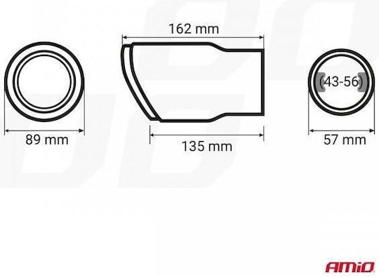 Exhaust Muffler Tip Mt-028c Akr Chrome Carbon Φ43>56 155x89mm Amio 1 Pc 04065/am