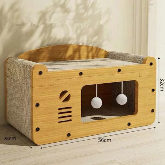 Mercaton Cat Bed Play Center Scratching Area Eco-friendly Materials 56x30x30 cm Brown