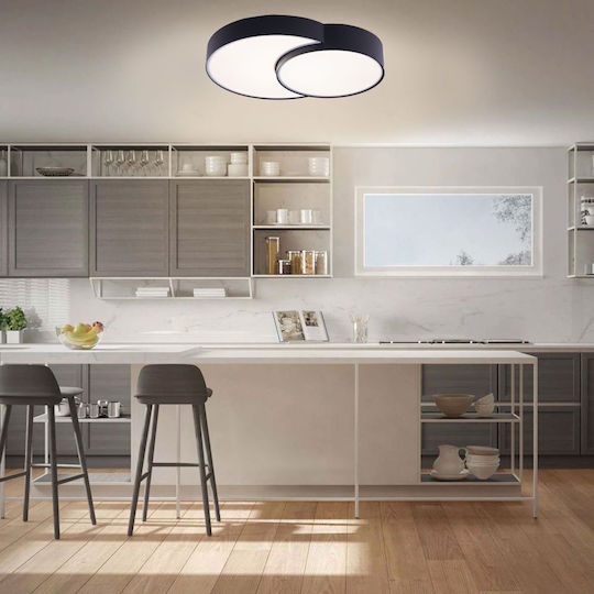Vivalux Ceiling Mount Light 50cm Black with Integrated LED