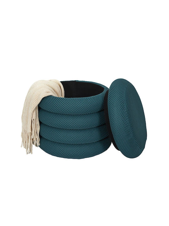 Stool For Living Room With Storage Space Upholstered with Fabric Blue