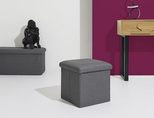 Stool For Living Room With Storage Space Upholstered with Fabric Grey 38x38x38cm