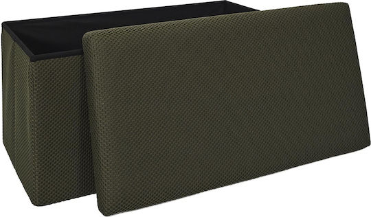 Bench Stool With Storage Space Upholstered In Khaki Fabric 76x38x38cm