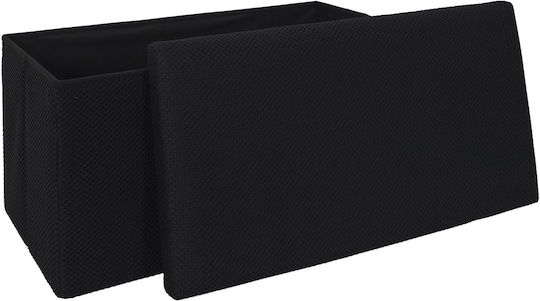 Bench Stool With Storage Space Upholstered With Black Fabric 76x38x38cm