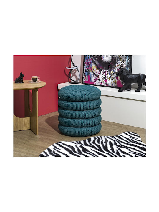 Stool For Living Room With Storage Space Upholstered with Fabric Blue