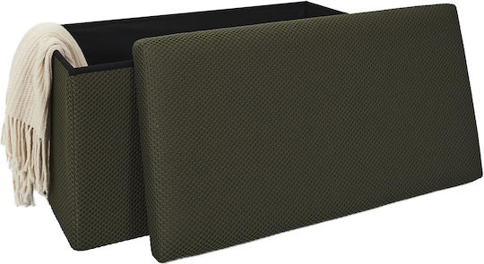 Bench Stool With Storage Space Upholstered In Khaki Fabric 76x38x38cm