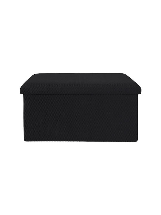 Bench Stool With Storage Space Upholstered With Black Fabric 76x38x38cm
