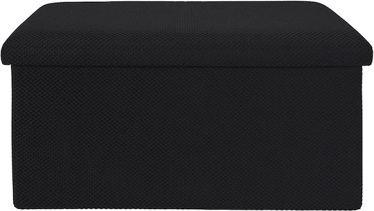 Bench Stool With Storage Space Upholstered With Black Fabric 76x38x38cm