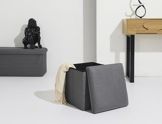 Stool For Living Room With Storage Space Upholstered with Fabric Grey 38x38x38cm