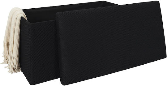 Bench Stool With Storage Space Upholstered With Black Fabric 76x38x38cm