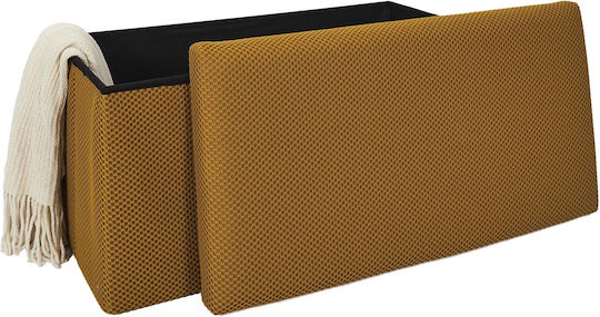 Bench Stool With Storage Space Upholstered In Yellow Fabric 76x38x38cm