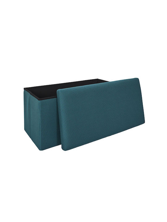 Bench Stool With Storage Space Upholstered With Blue Fabric 76x38x38cm