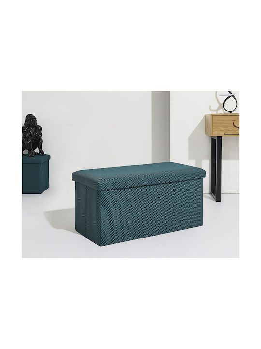 Bench Stool With Storage Space Upholstered With Blue Fabric 76x38x38cm