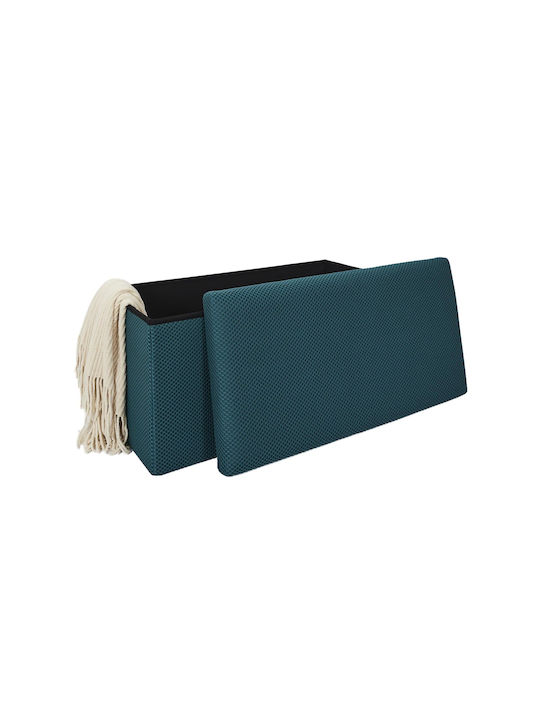 Bench Stool With Storage Space Upholstered With Blue Fabric 76x38x38cm