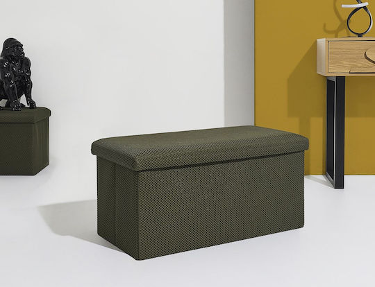 Bench Stool With Storage Space Upholstered In Khaki Fabric 76x38x38cm