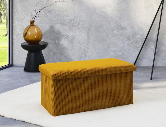 Bench Stool With Storage Space Upholstered In Yellow Fabric 76x38x38cm