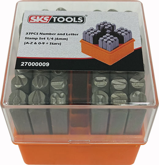 Сет Пънчове Букви Номера Латински 37 Бройки 6 Мм Sks Tools 27000009