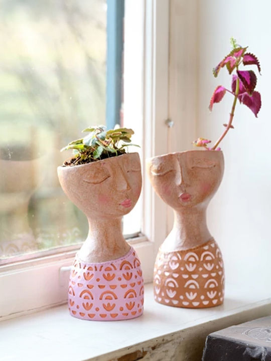 Plant Pots Resin Female Figure 14.8x15.6x28cm Orange Kaeming
