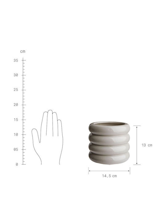 Hoop Κασπό Δ14cm Γκρι Γκρί Κεραμικό Διάμετρος 14,5 Cm Ύψος 13 Cm