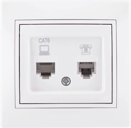 Lezard Telephone Socket Rj11+rj45 Cat 6 White Mira Complete 701.0202144