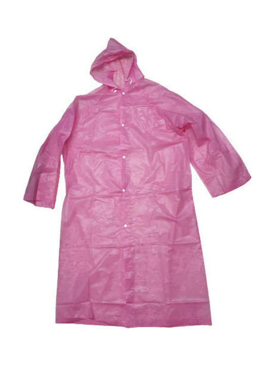 Αδιάβροχο Κουκούλα Κουμπιά One-size Διάφανο-φλούο Ροζ